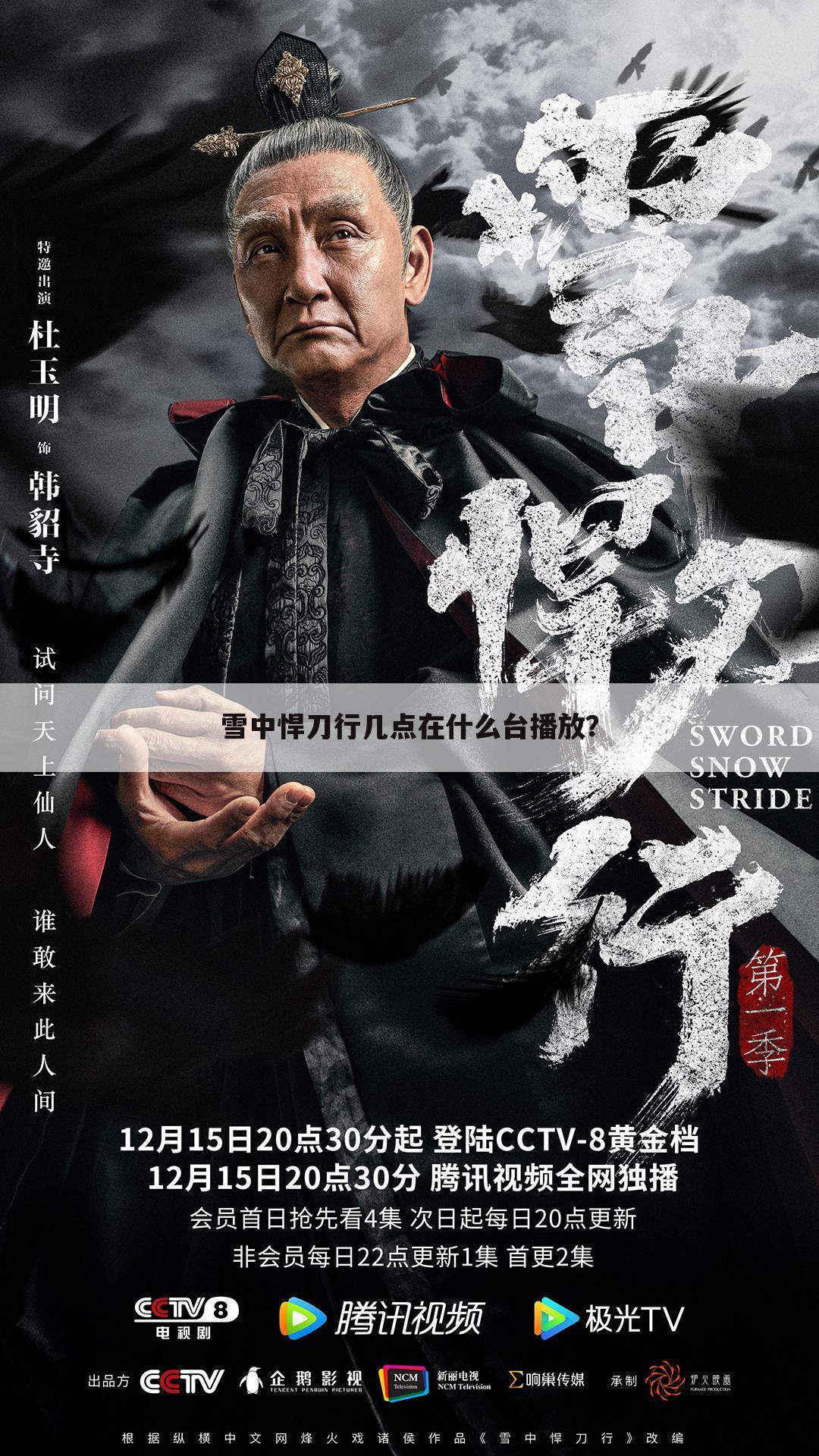 雪中悍刀行几点在什么台播放?