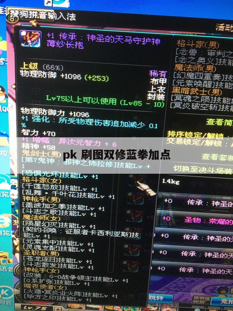 pk 刷图双修蓝拳加点