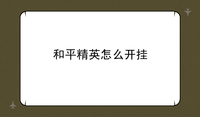 和平精英怎么开挂
