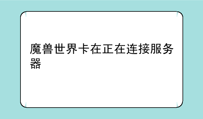 魔兽世界卡在正在连接服务器