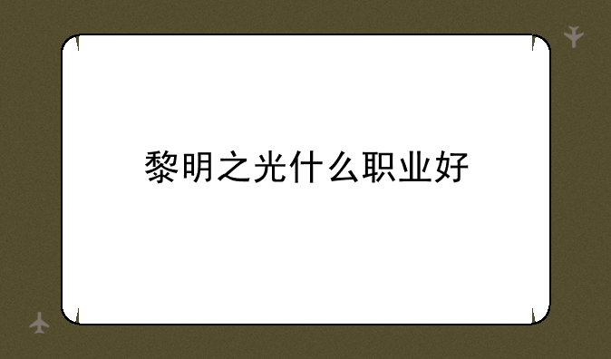 黎明之光什么职业好