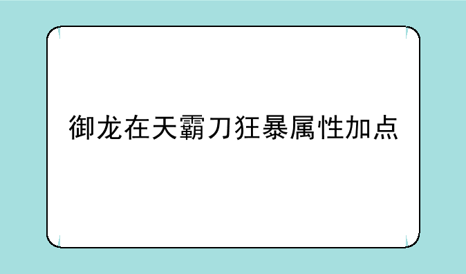 御龙在天霸刀狂暴属性加点