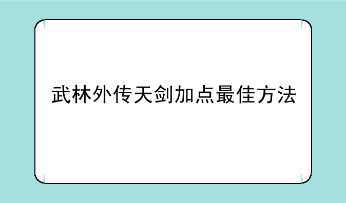 武林外传天剑加点最佳方法