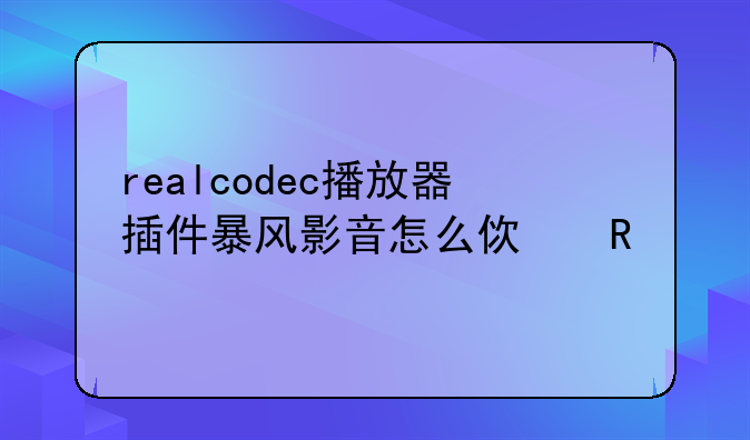 realcodec播放器插件暴风影音怎么使用
