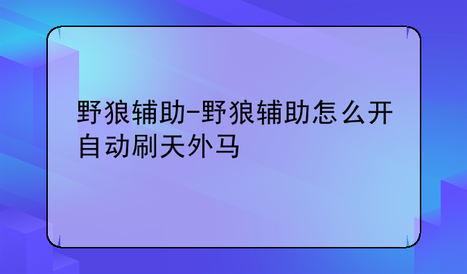 野狼辅助-野狼辅助怎么开自动刷天外马