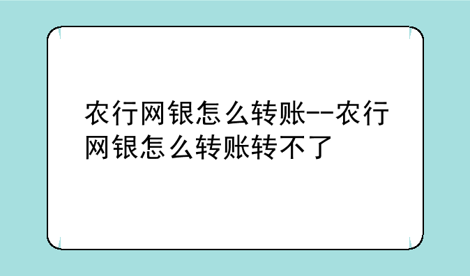 农行网银怎么转账--农行网银怎么转账转不了