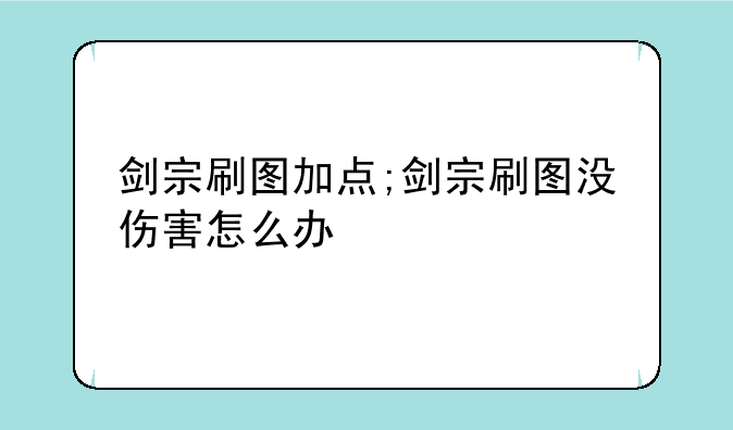 剑宗刷图加点;剑宗刷图没伤害怎么办